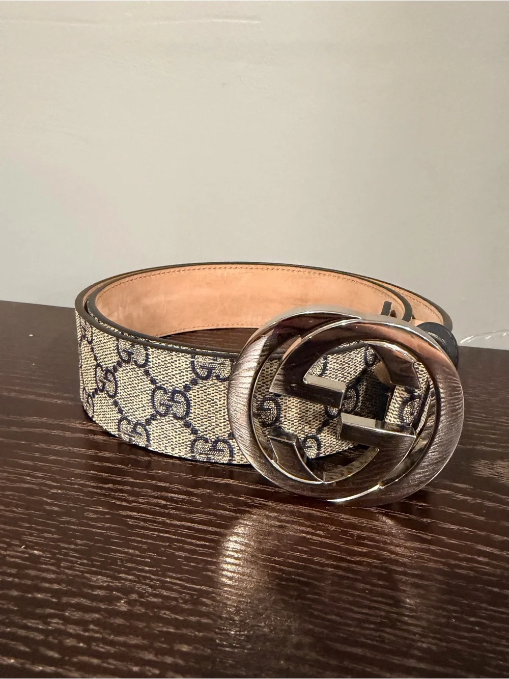 *Gucci* Beige GG Canvas Belt with Silver Interlocking G Buckle 🤩 - Fits 32 - 36”